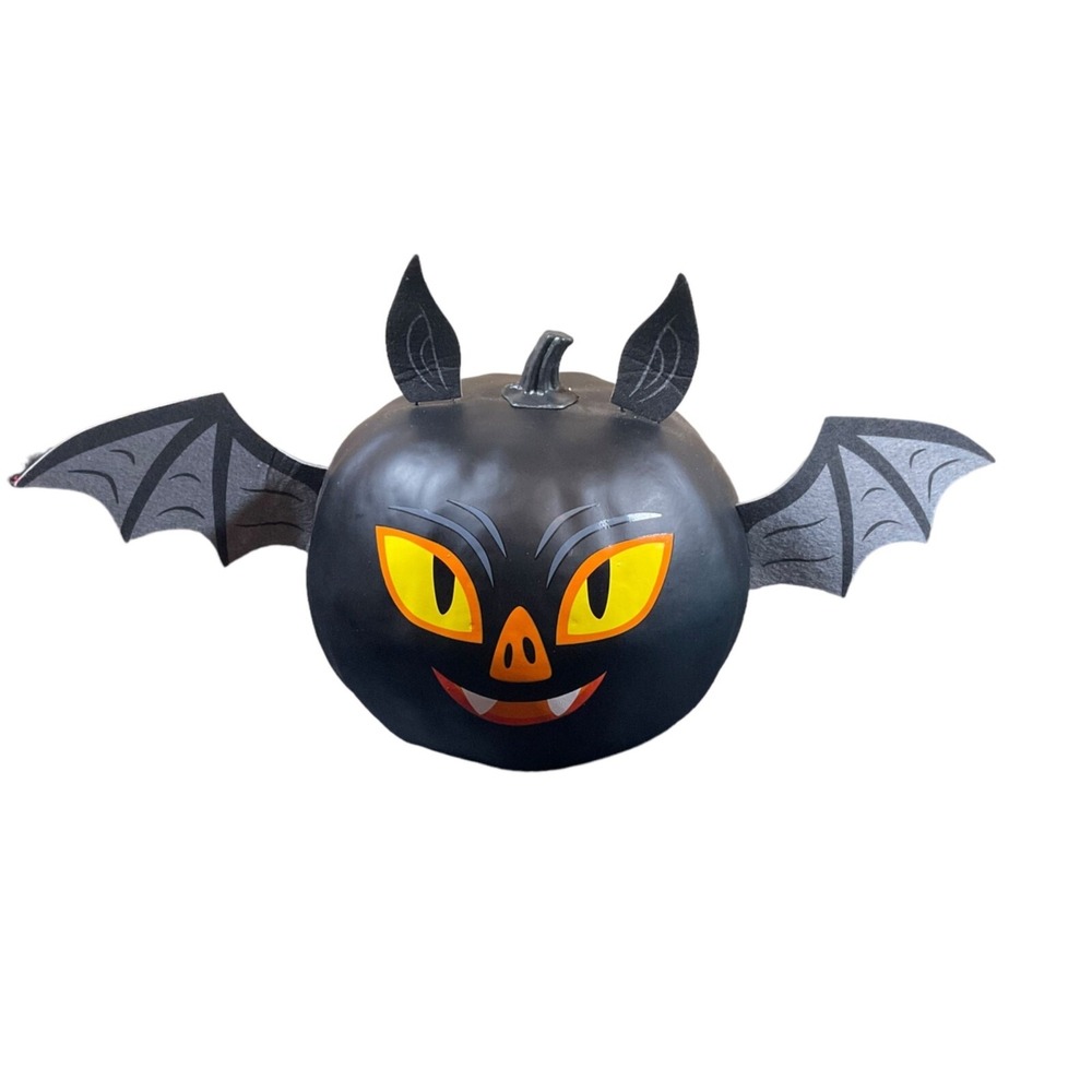 Hyde Bat Pumpkin Halloween Painted Decorative Sculpture Shelf Sitter Black